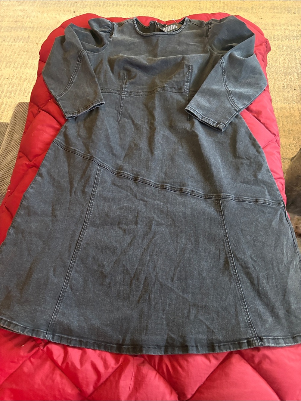Peace love world, black label, charcoal grey denim dress NWT